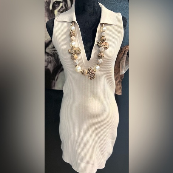 🤎HOUSE OF HARLOW Ribbed Collared Dress Sculpt Knit Polo Dress-SZ M🤎NWT - Picture 2 of 16